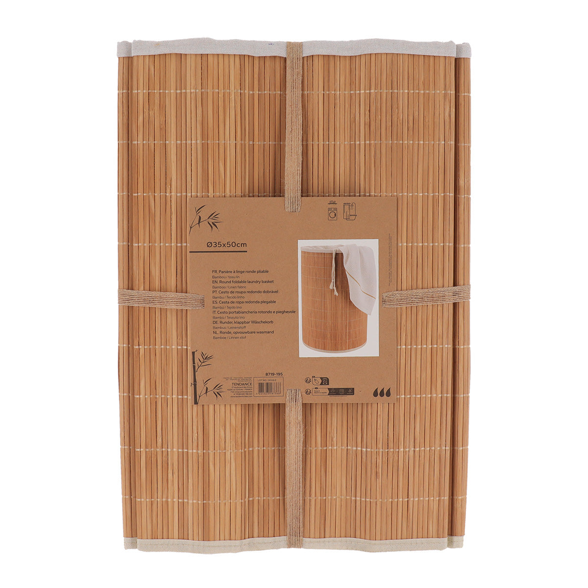 Coș de rufe rotund pliabil din bambus – Bambus / Tissu lin