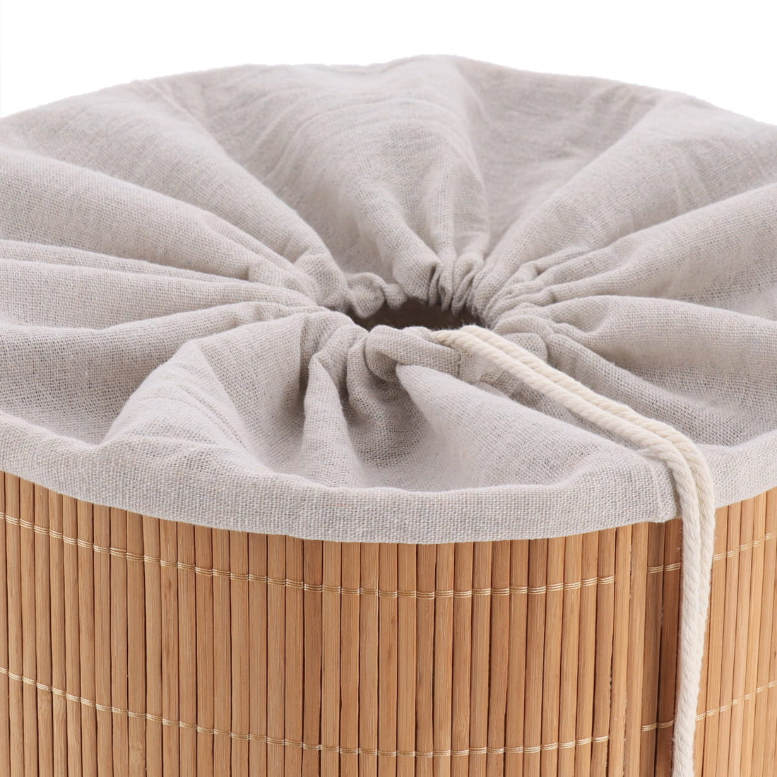 Coș de rufe rotund pliabil din bambus – Bambus / Tissu lin