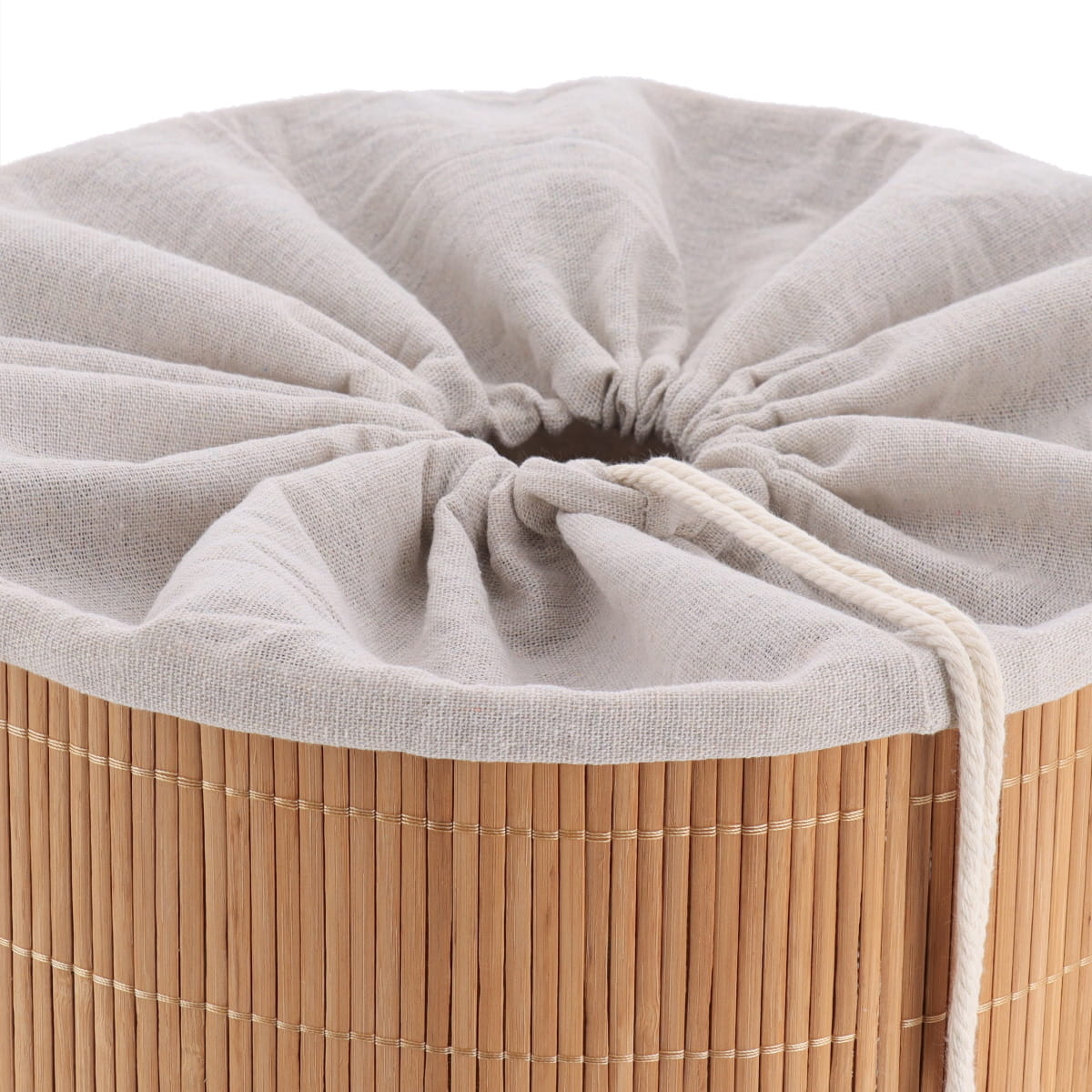 Coș de rufe rotund pliabil din bambus – Bambus / Tissu lin