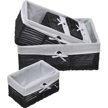 Set de 5 cu Structură Metalică - Negru/Țesătură albă