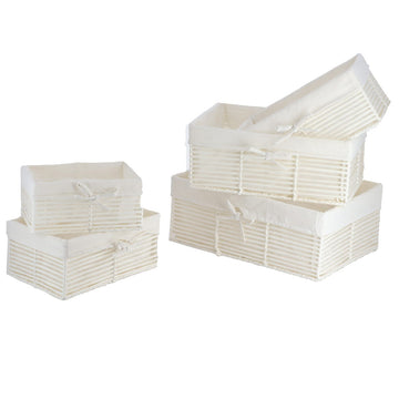 Set de 5 cu Structură Metalică - Alb/Țesătură de In