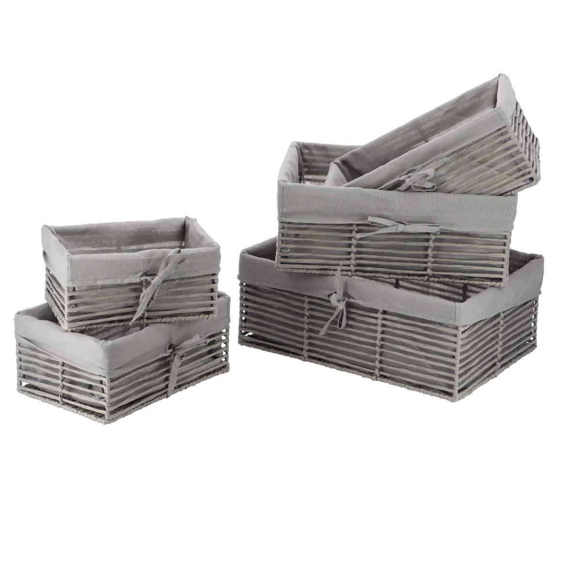 Set 5 coșuri dreptunghiulare din hârtie cu structură metalică – Gri FABRIC