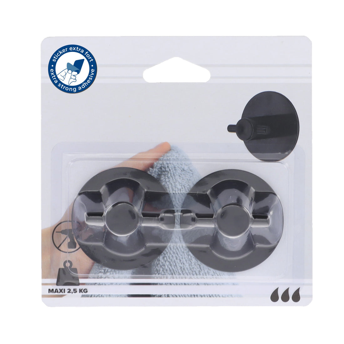 Set 2 Cârlige Rotunde ABS cu Adeziv 3M Alb
