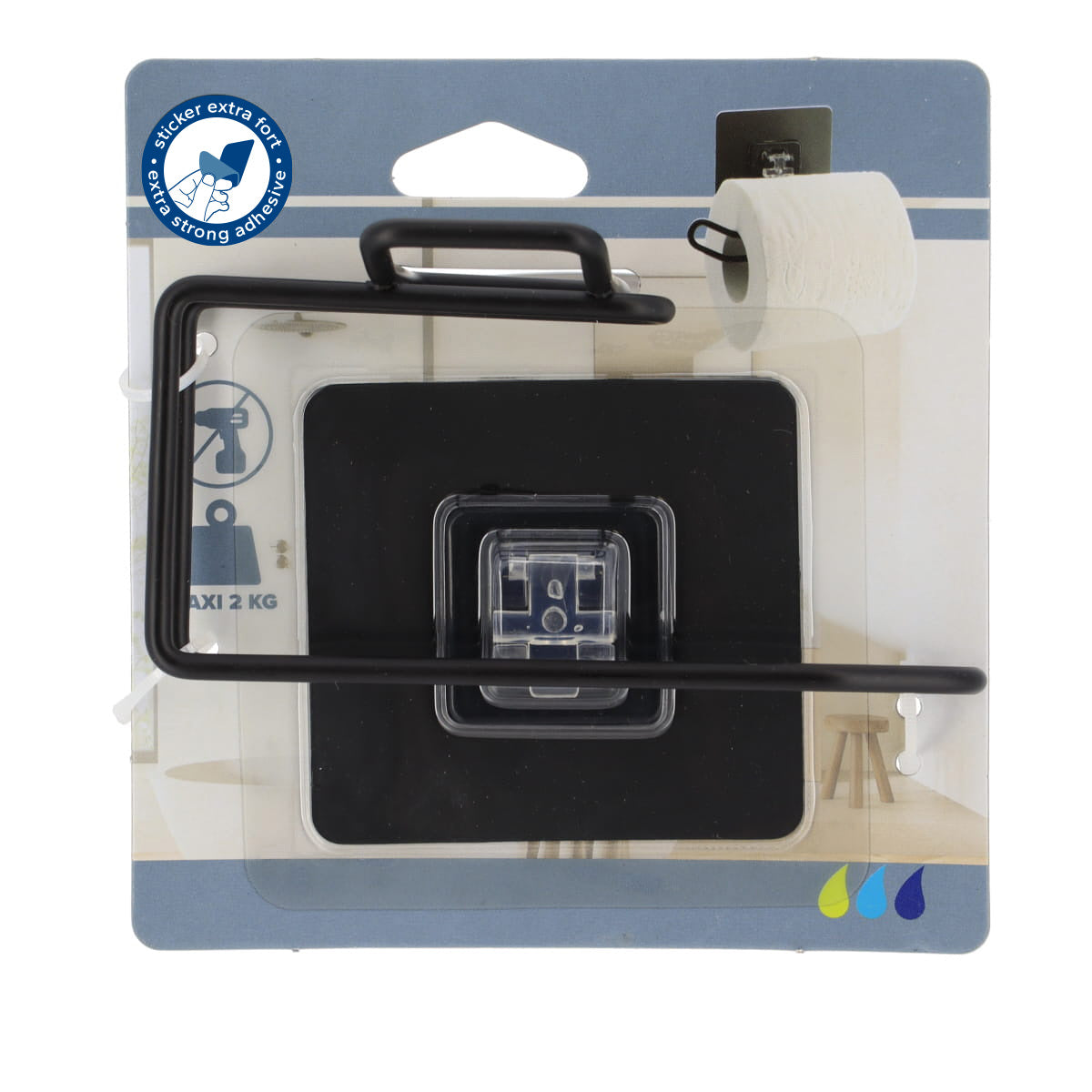 Suport hârtie igienică din inox – adeziv 3M – negru mat