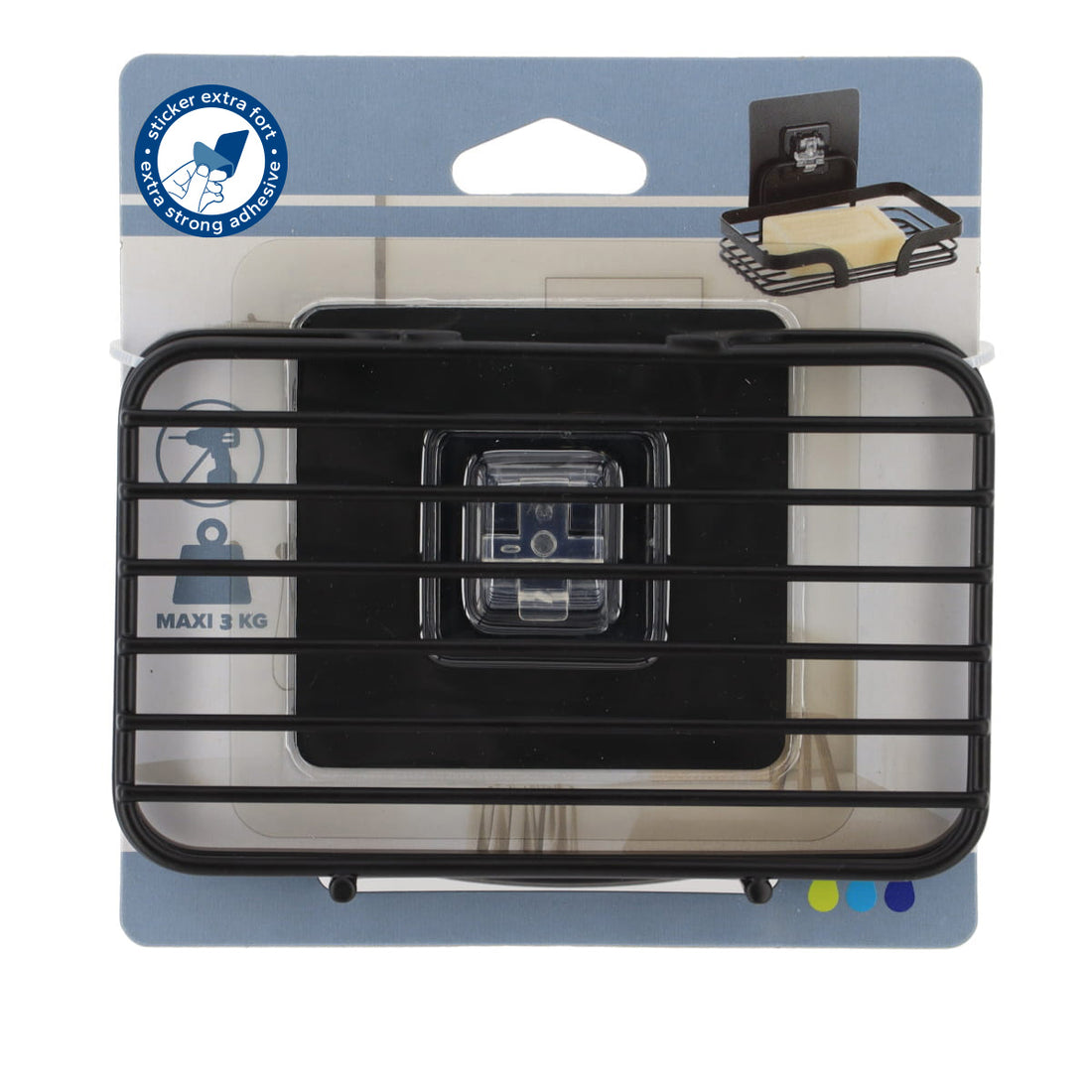 Săpunieră din inox negru mat – fixare adezivă 3M