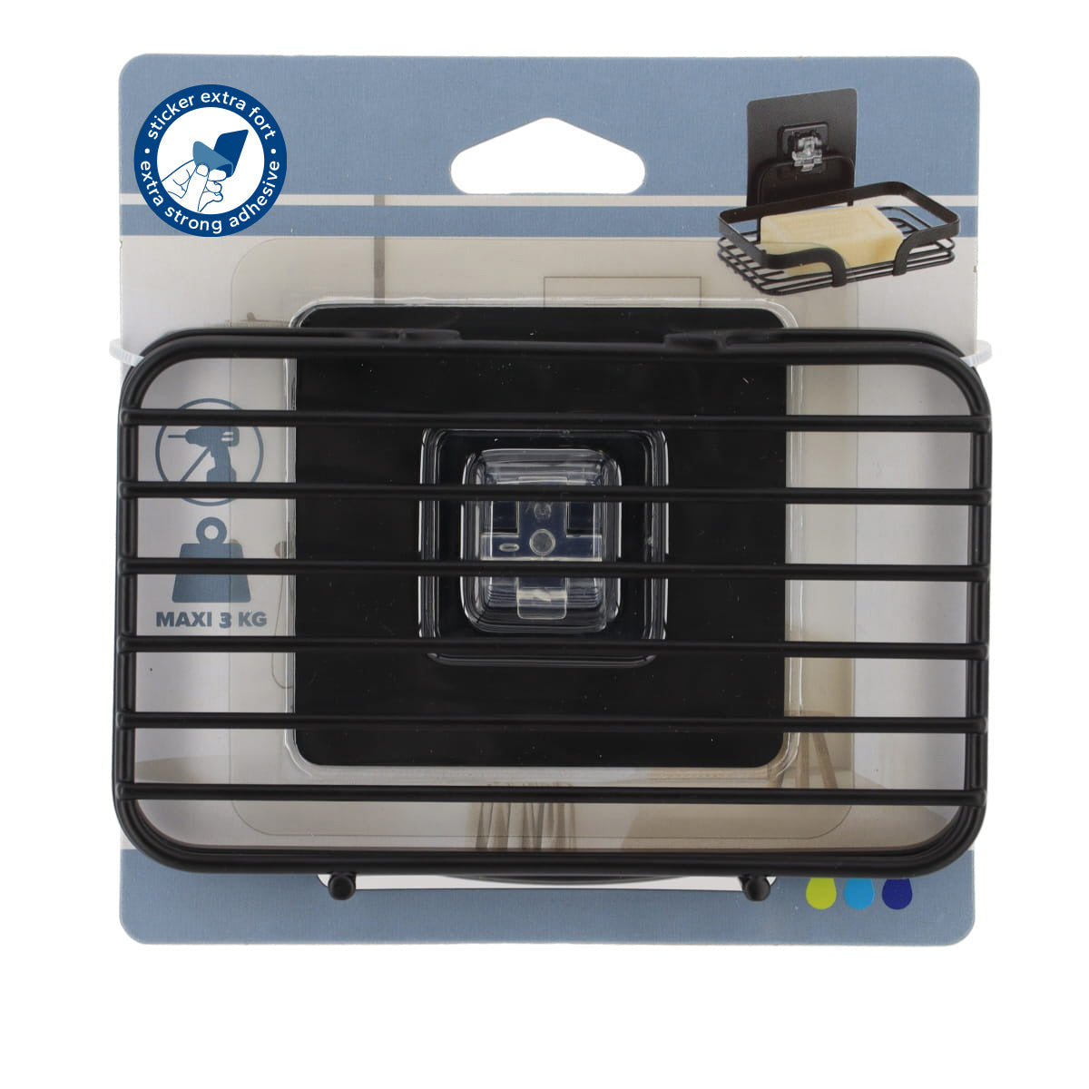 Săpunieră din inox negru mat – fixare adezivă 3M