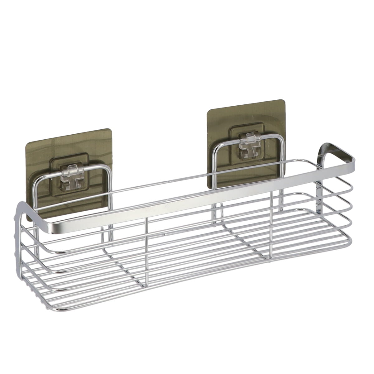 Coș de duș rectangular mic din inox – adeziv 3M – finisaj cromat