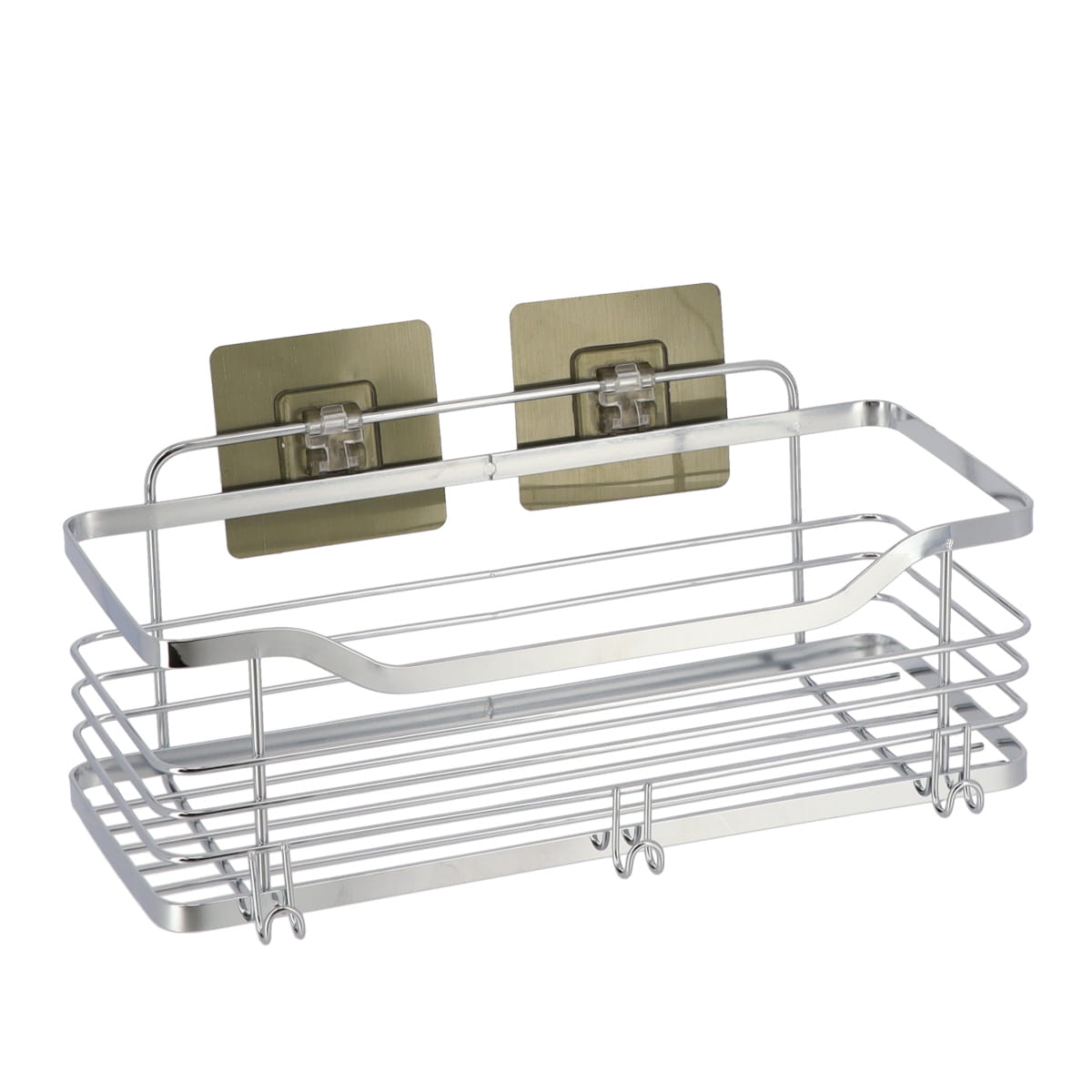 Coș de duș rectangular mare din inox – adeziv 3M – finisaj cromat