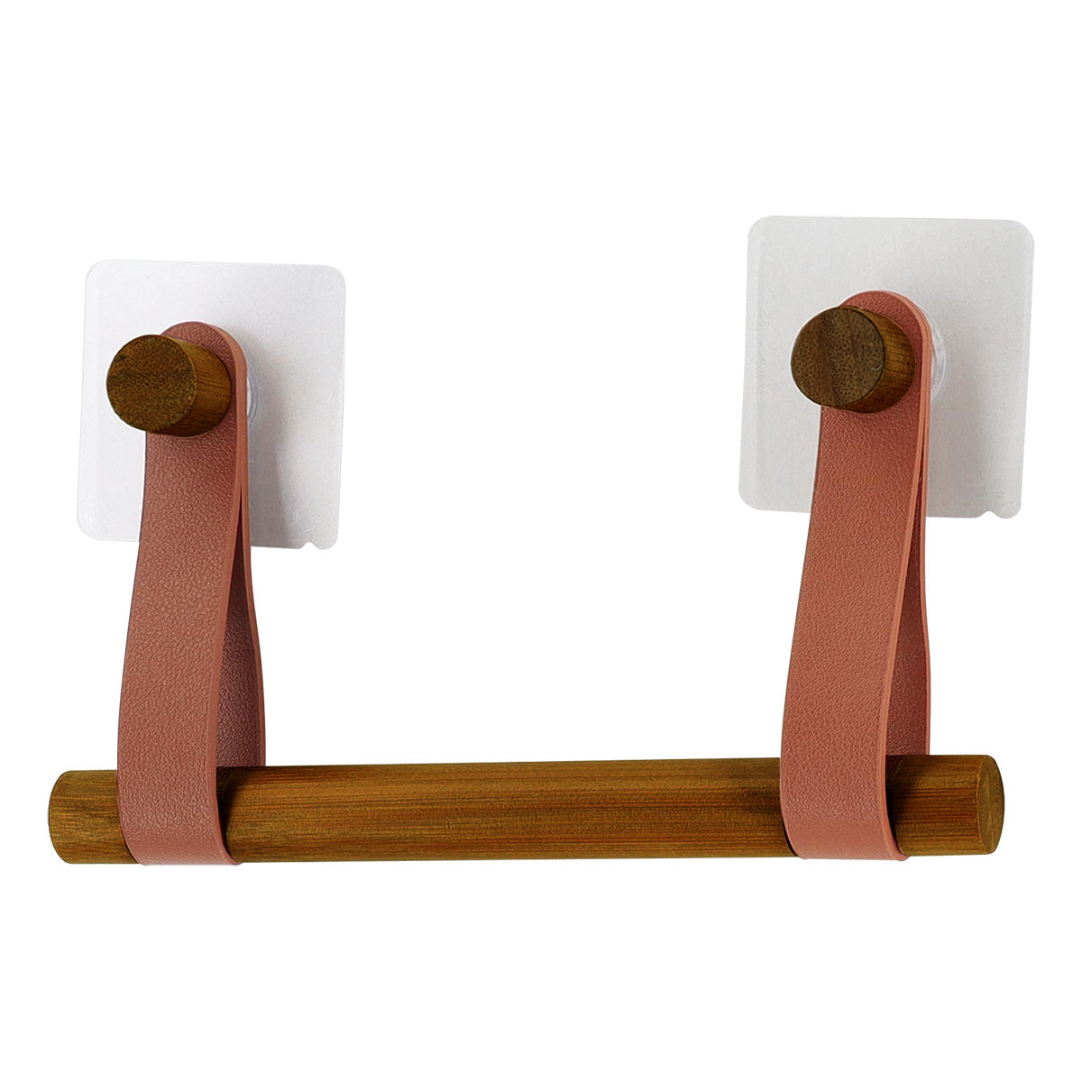 Dispenser hârtie igienică din bambus + curea imitație piele pe sticker – AMBER