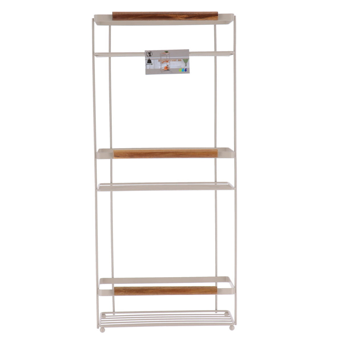 Etajeră rectangulară din metal cu 3 niveluri – decor acacia – bej natural