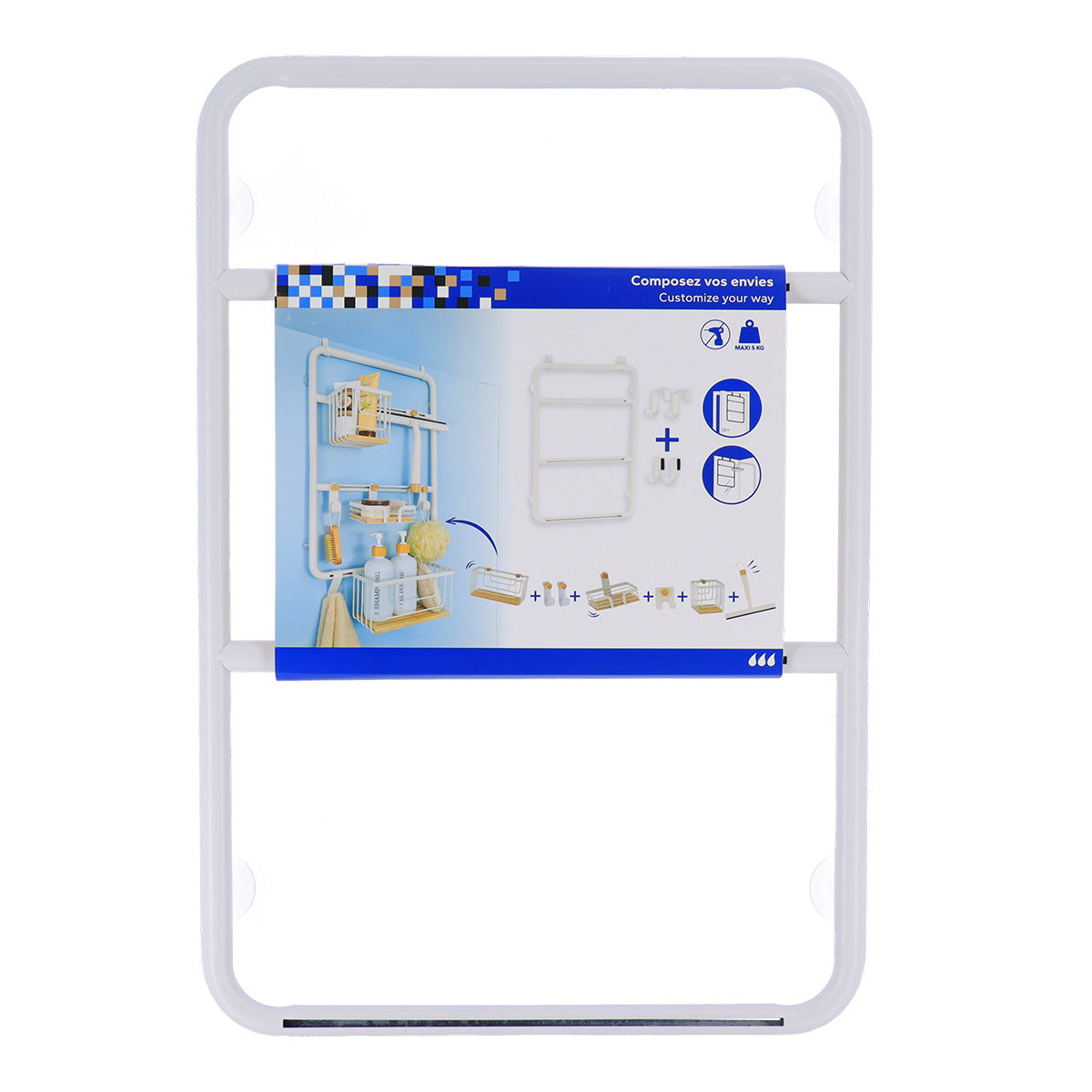 Structură modern din inox pentru paravan/uşă de duş – Alb mat