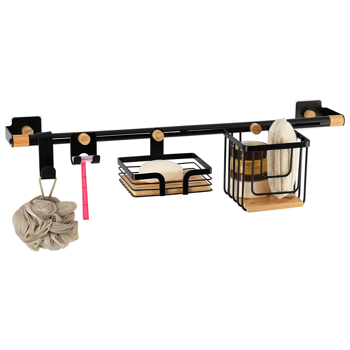 Bară suport din inox pentru accesorii personalizabile – Negru mat