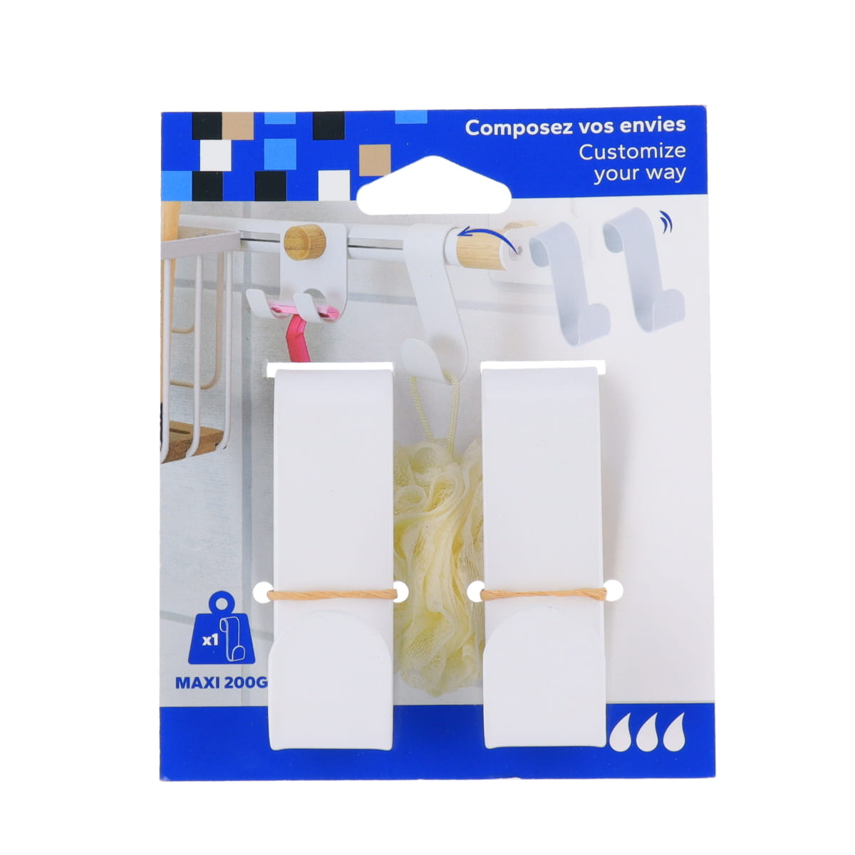 Set 2 cârlige metalice pentru agățare pe structură – Alb mat