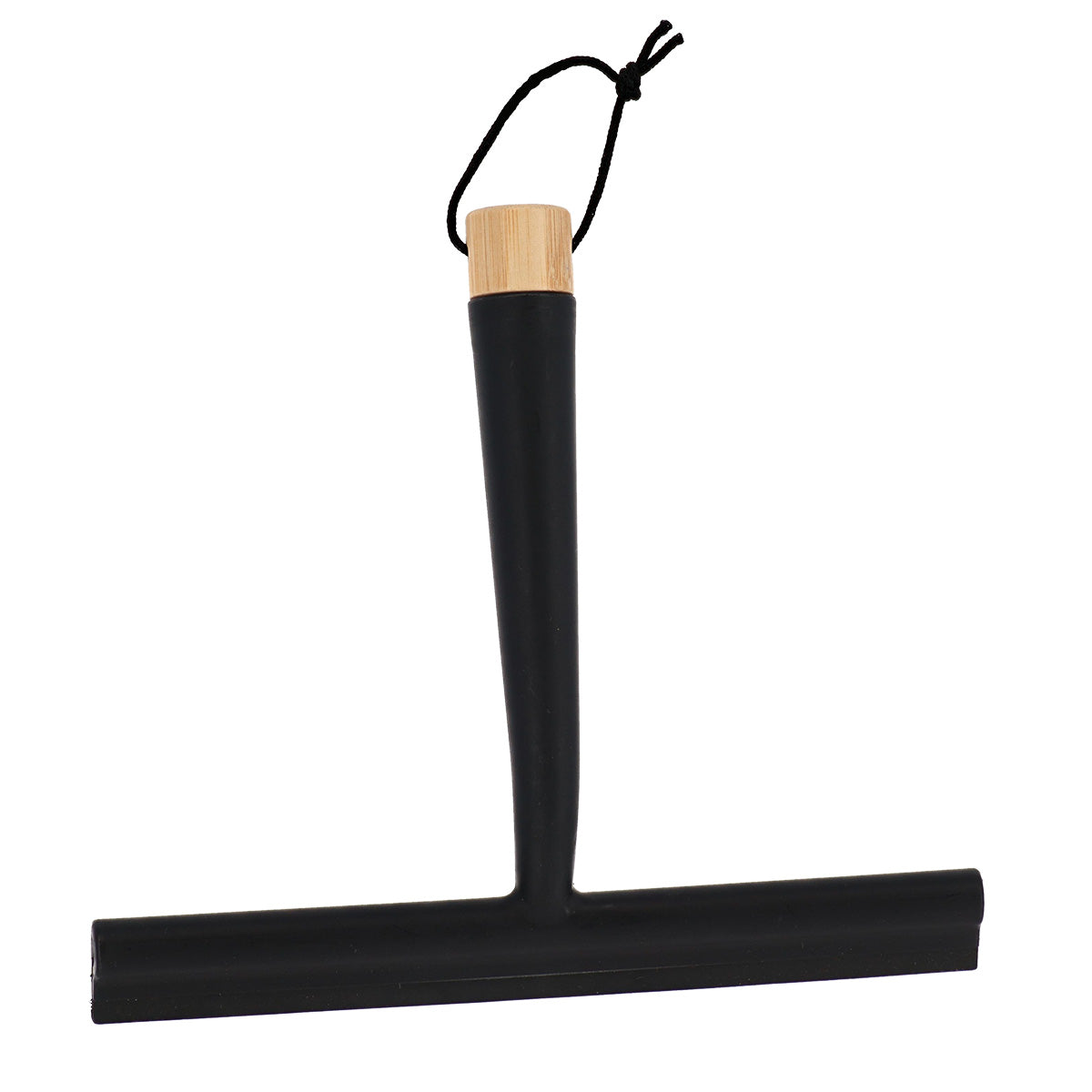 Racletă de duș PP/TPR cu mâner din bambus – Negru mat