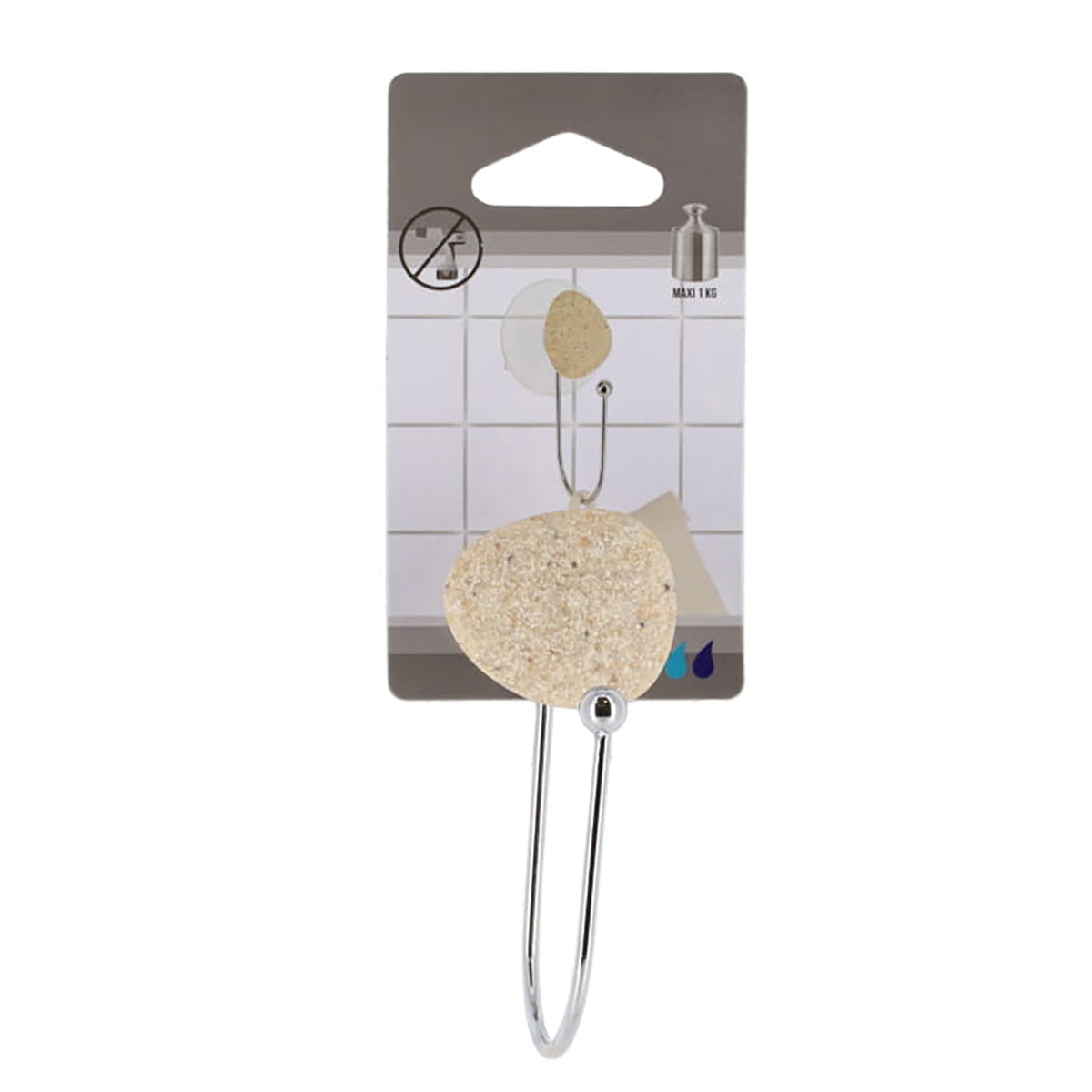 Agățător metalic cu ventuză și decor pietricică