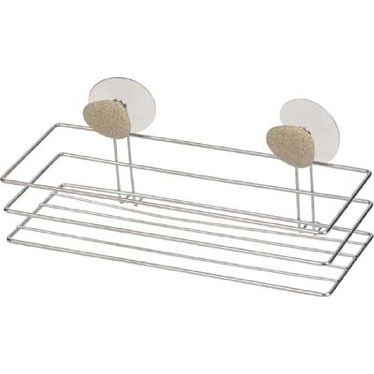 Coș metalic rectangular cu ventuze și decor pietricele