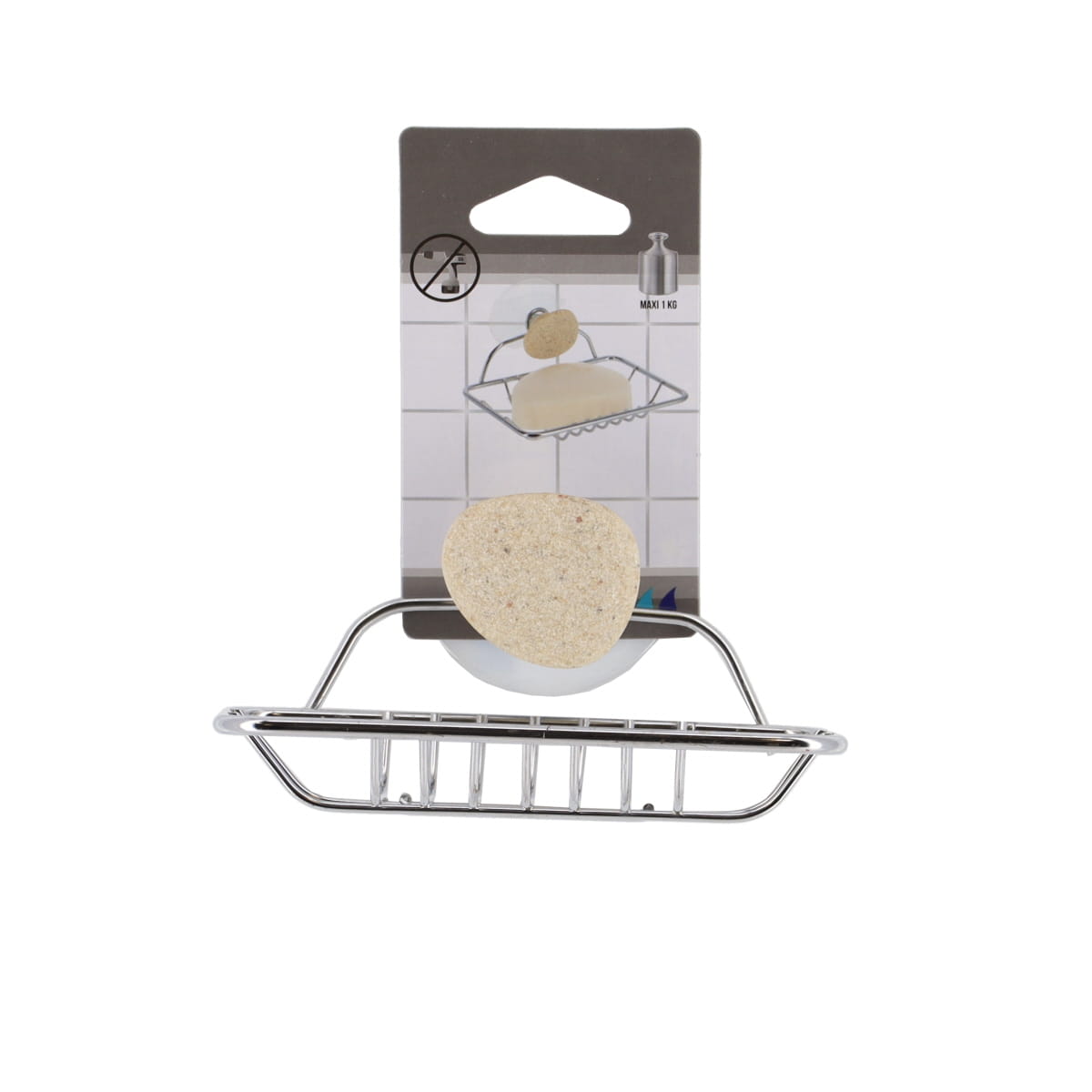 Săpunieră metalică cu ventuză și decor pietricică