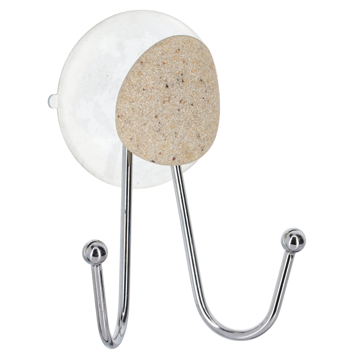 Agățător dublu metalic cu ventuză și decor pietricică