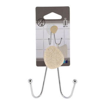 Agățător dublu metalic cu ventuză și decor pietricică