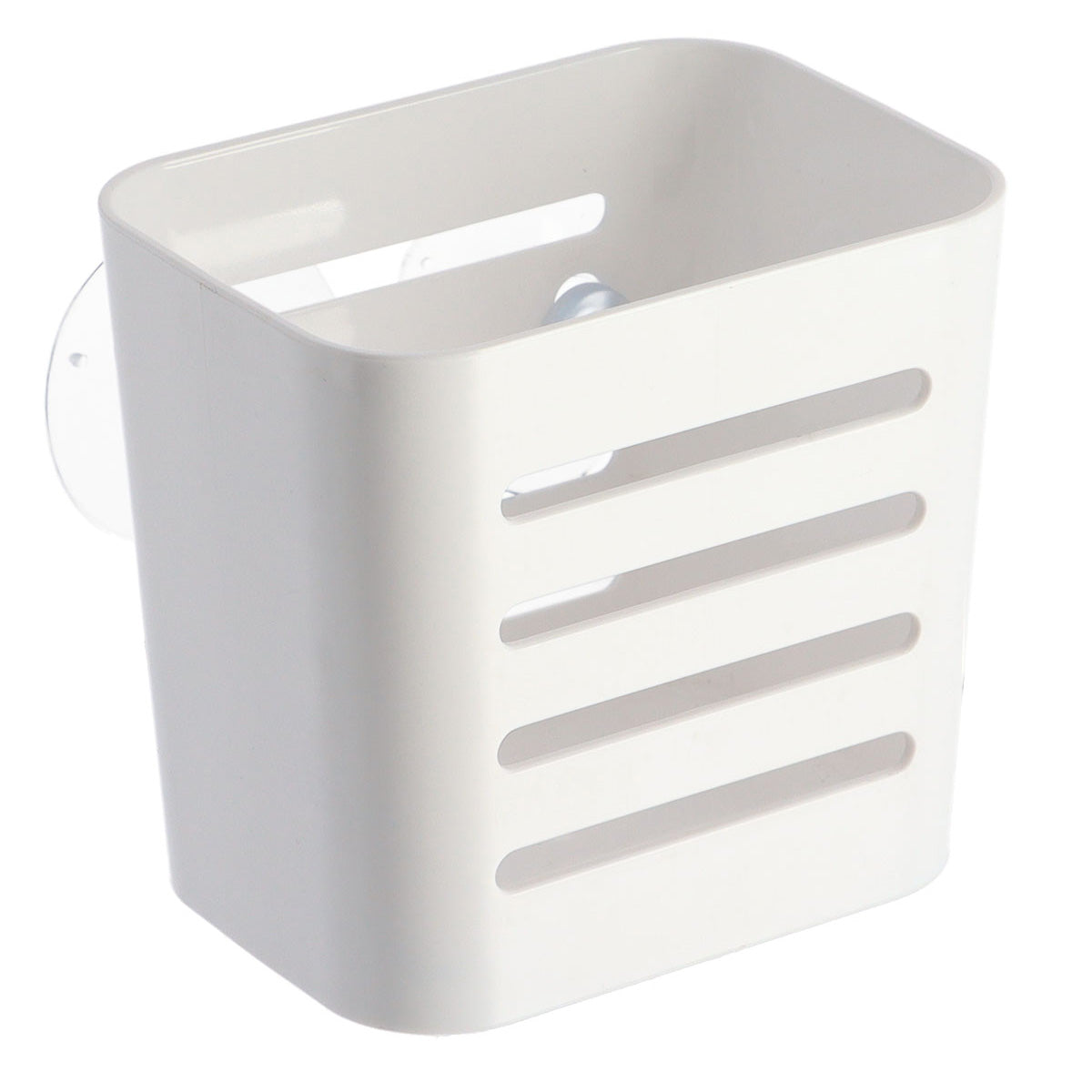 Coș Mic Rectangular din PS cu Ventuze - Alb