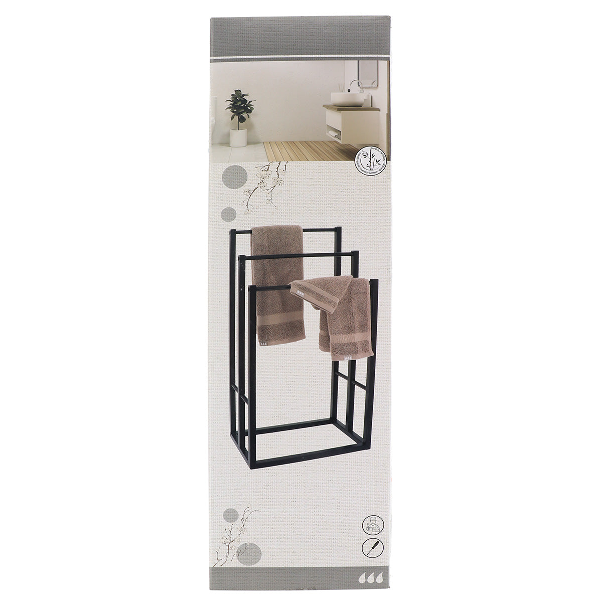 Suport prosop din bambus cu 3 bare – Negru