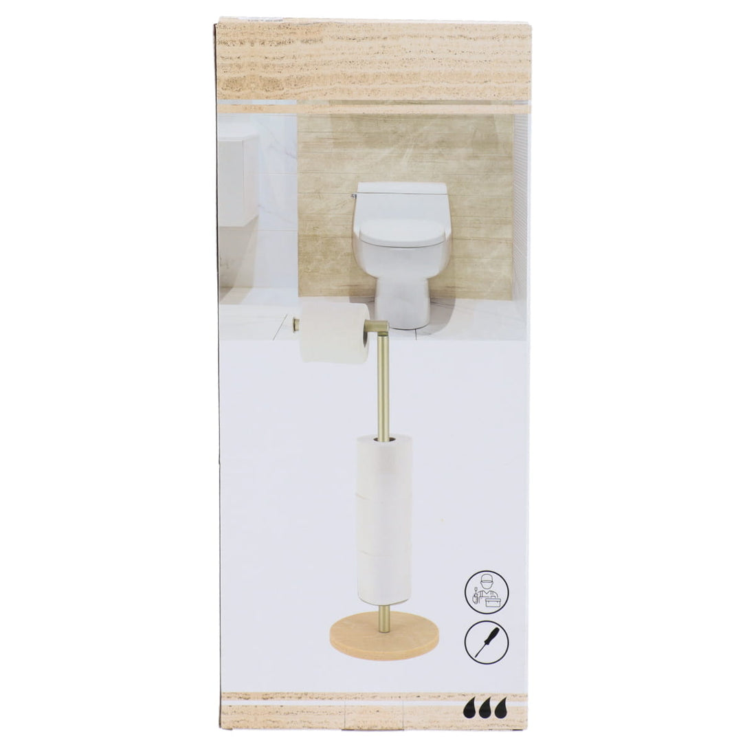 suport hârtie igienică din polirasină și metal auriu – efect travertin
