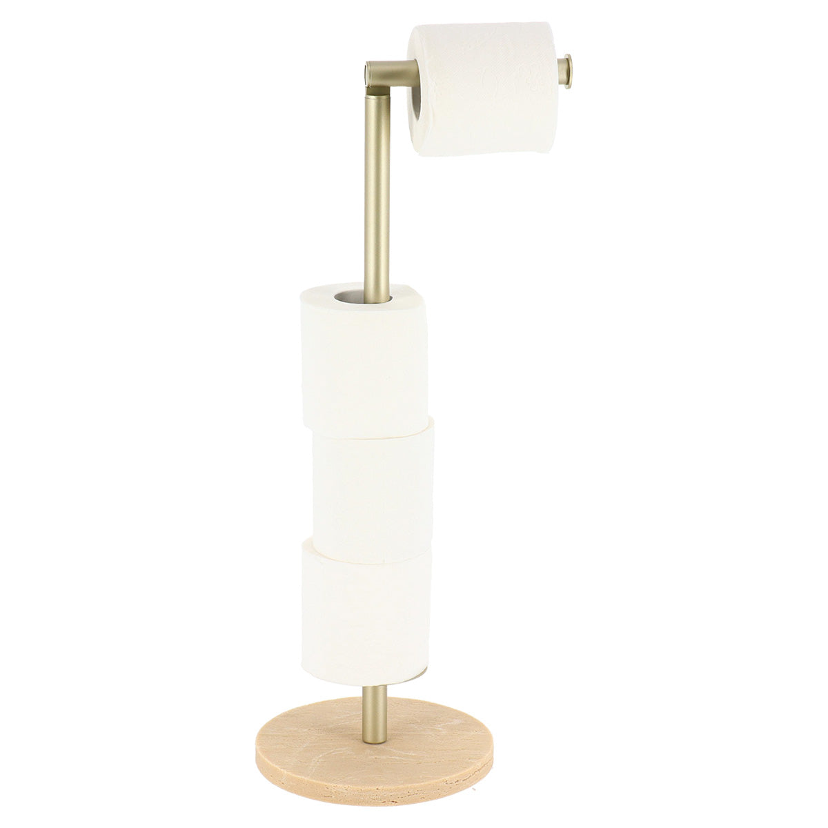 Suport Hârtie Igienică din Polirasină și Metal Auriu – Efect Travertin