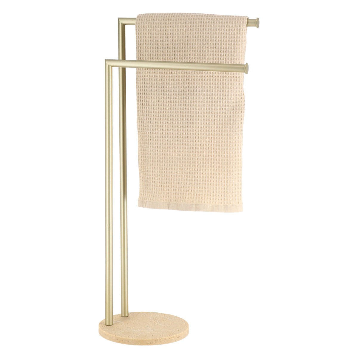 Suport Prosoape din Metal și Polirasină cu 2 Bare – Efect Travertin