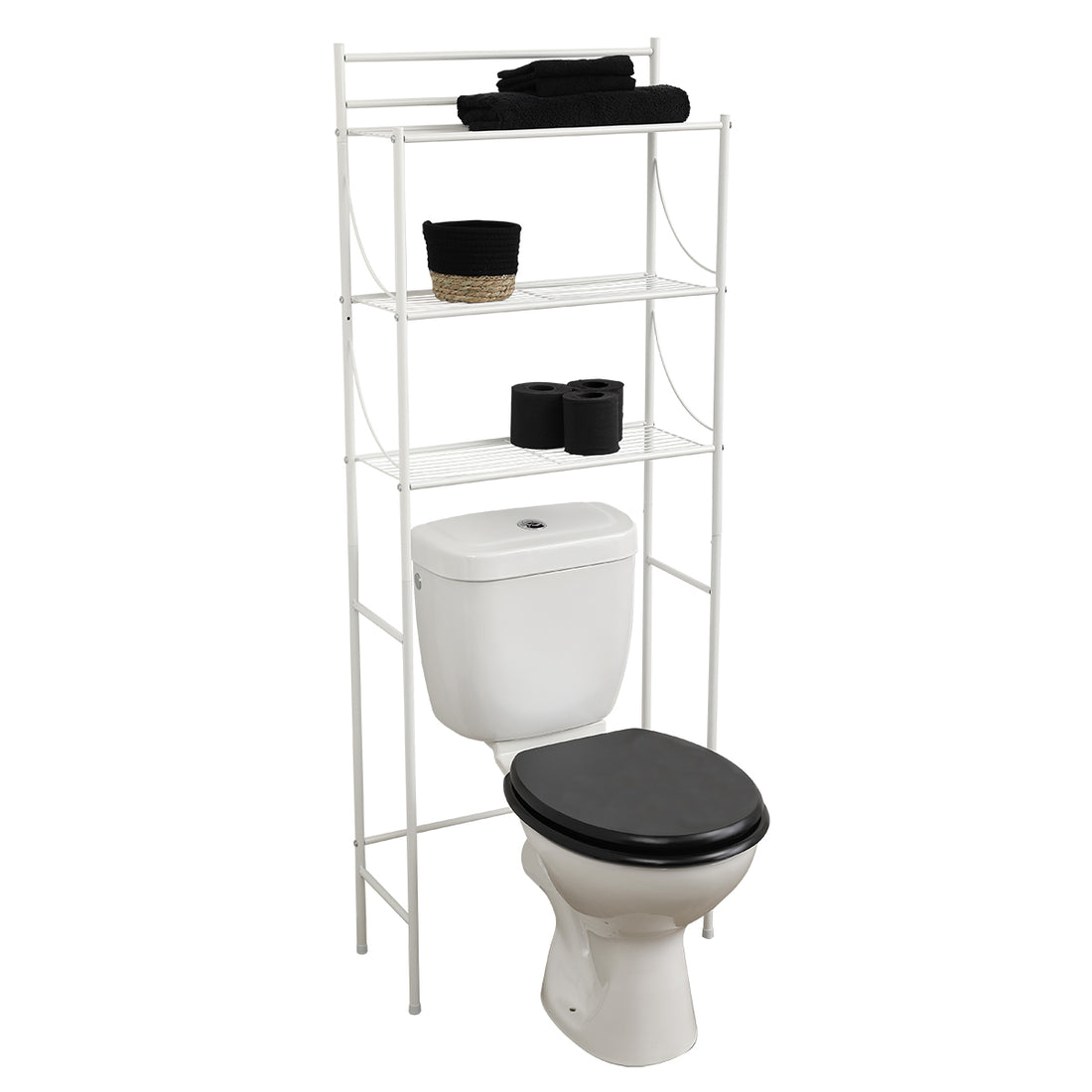 Etajeră metalică WC cu 3 rafturi – finisaj WHITE