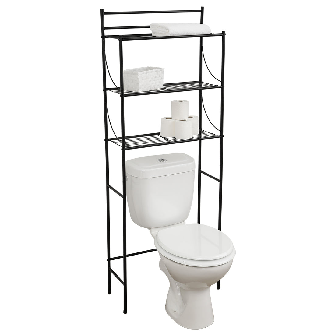 Etajeră metalică WC cu 3 rafturi – MATT BLACK