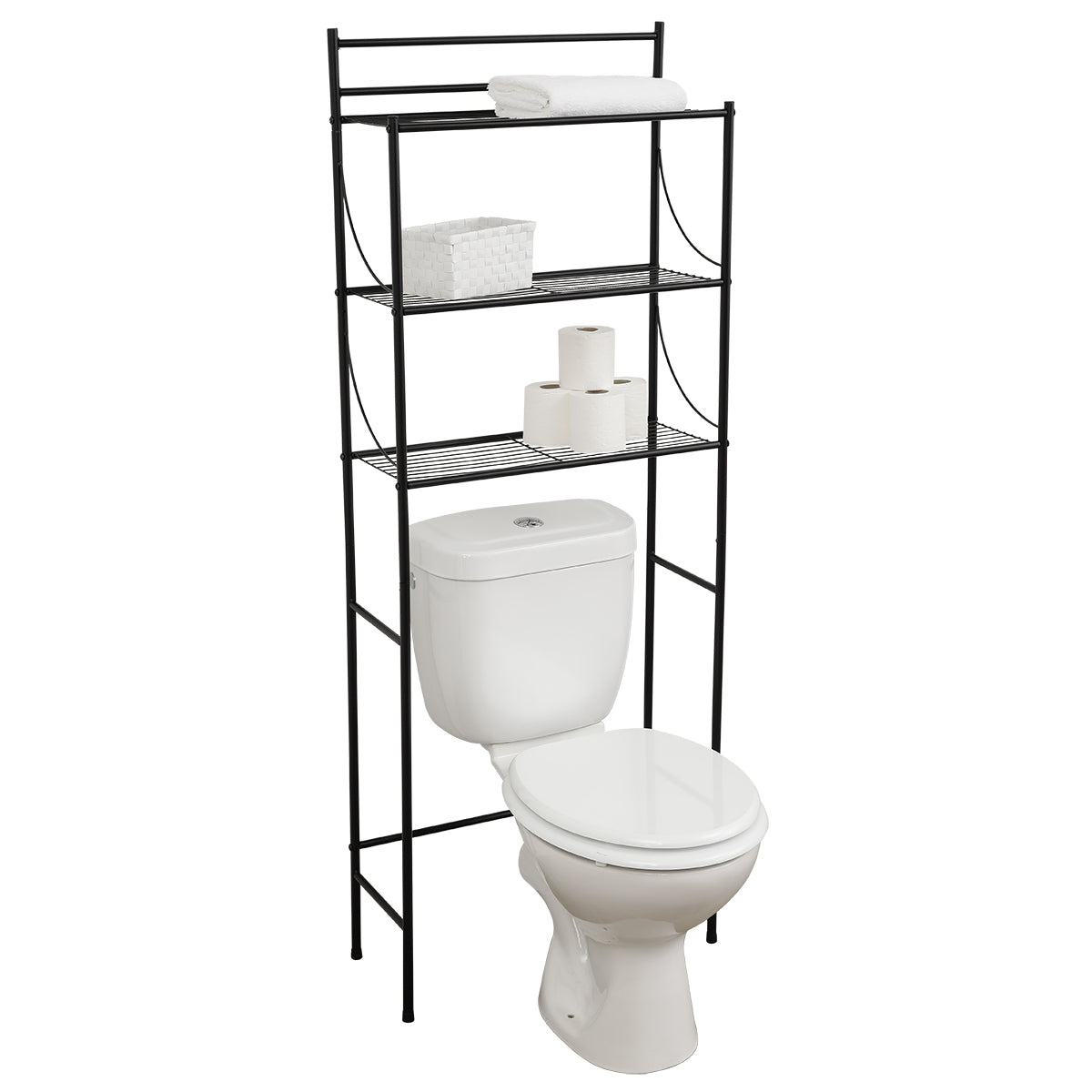 Etajeră metalică WC cu 3 rafturi – MATT BLACK