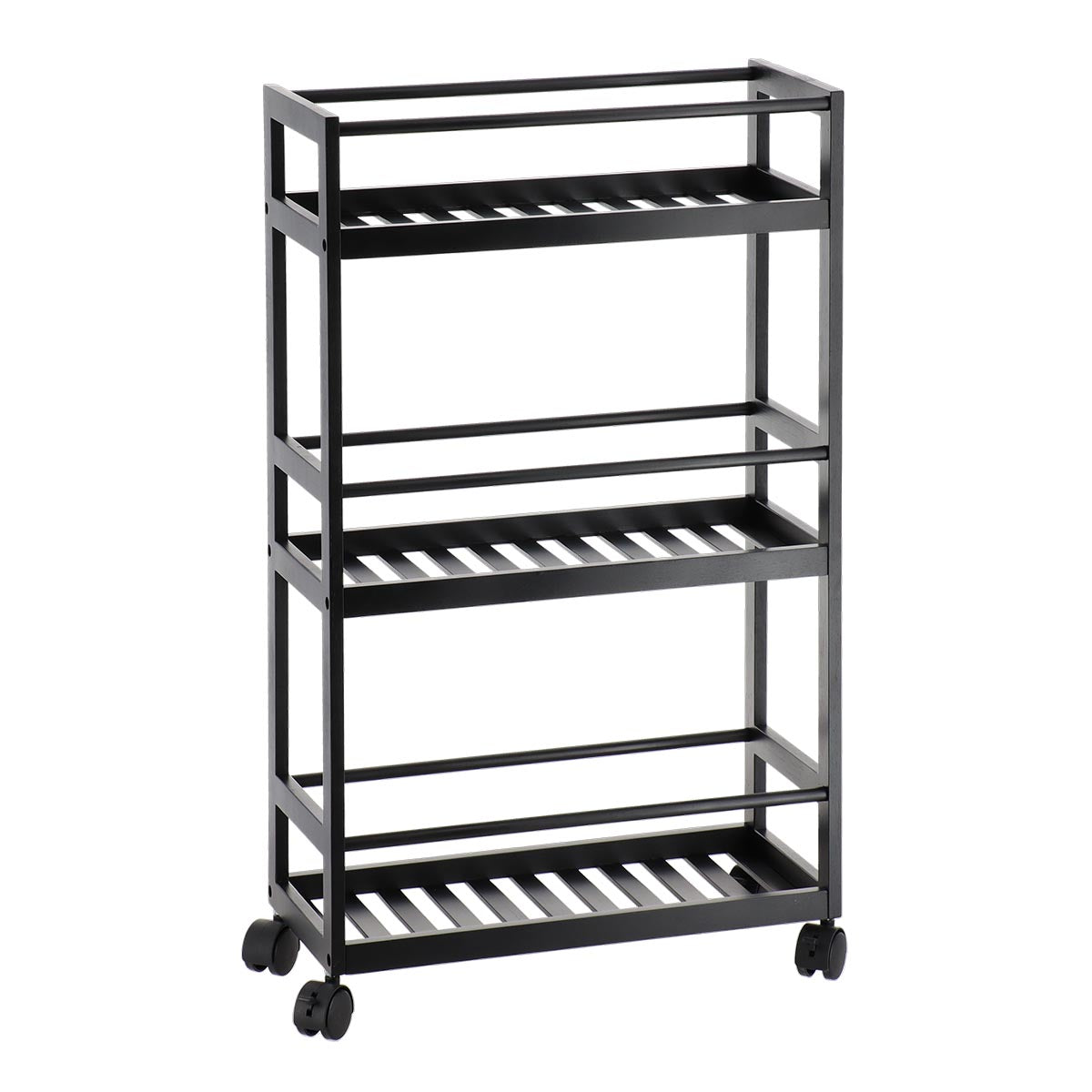 Etajeră mobilă din bambus cu 3 rafturi – Negru