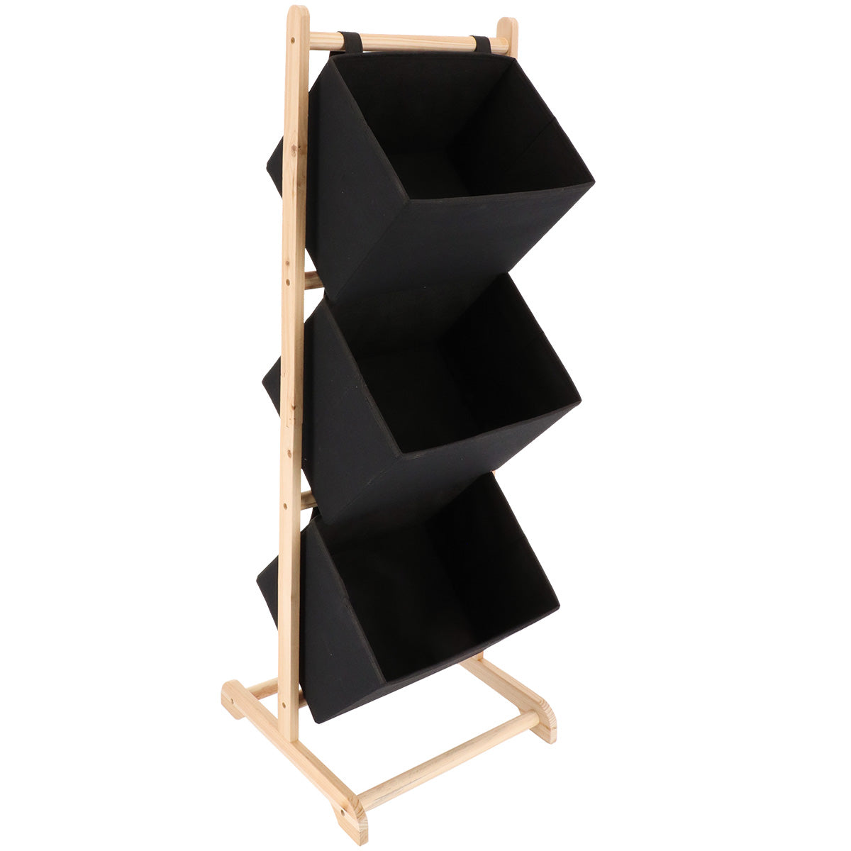 Mobilier baie din lemn de brad cu 3 coșuri din poliester – Natural/Negru