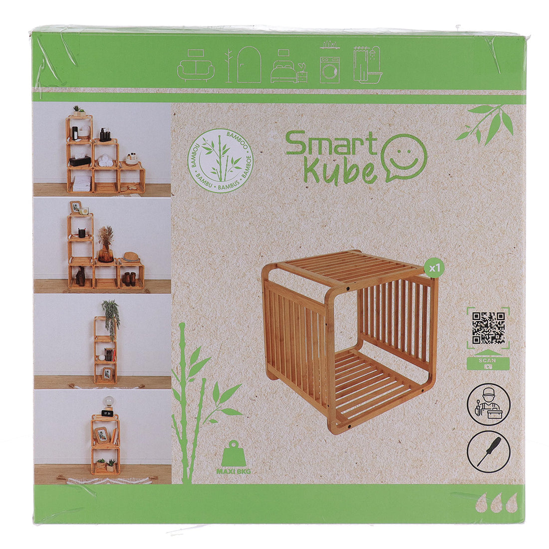 Cub empilabil din bambus – Natur (Smart Kube)