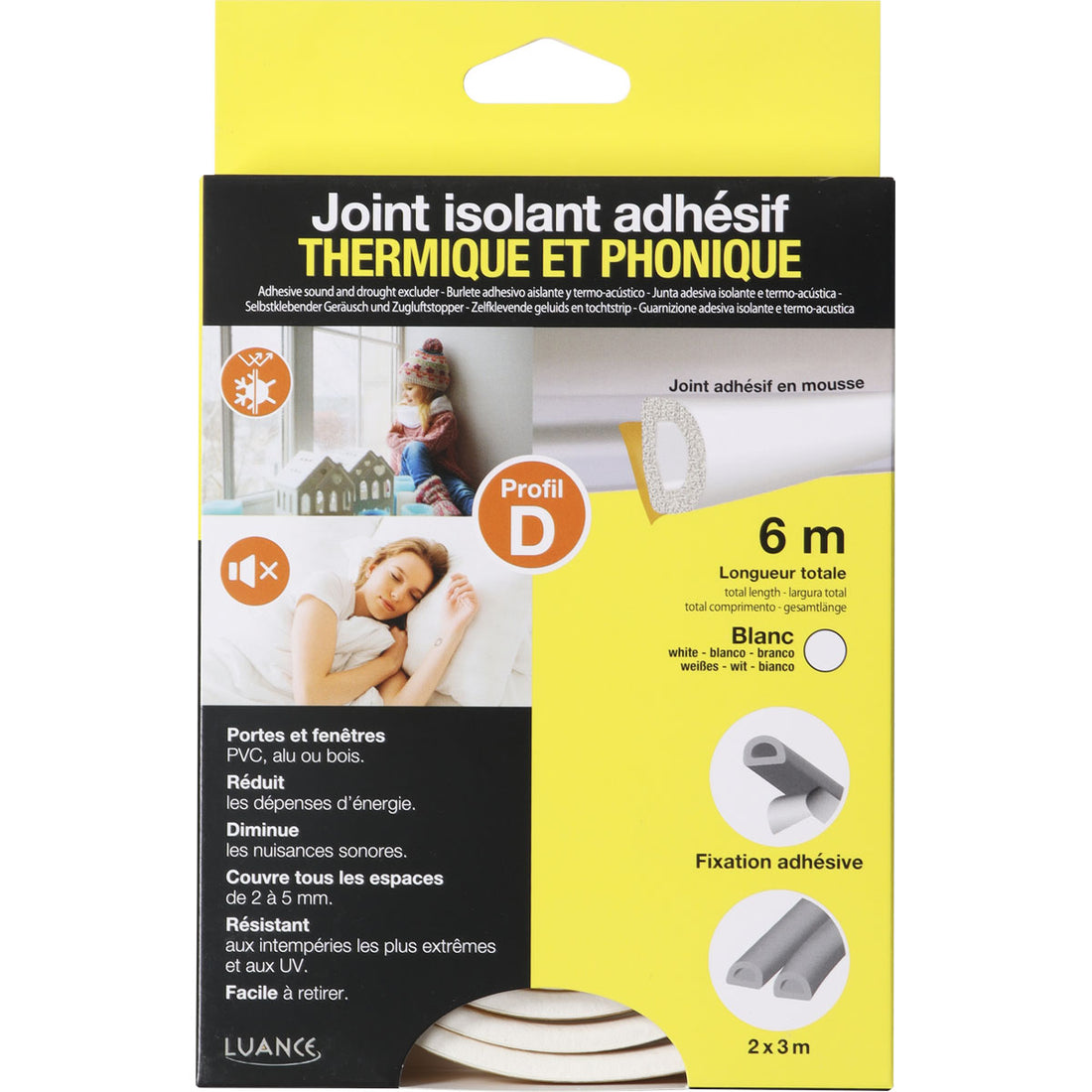Bandă de Etanșare Autoadezivă Profil D, Albă – 2 x 3 m
