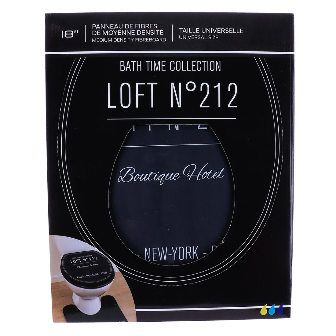 Capac WC Din MDF 18 Inch Cu Balamale Din Plastic – Negru Neo Retro