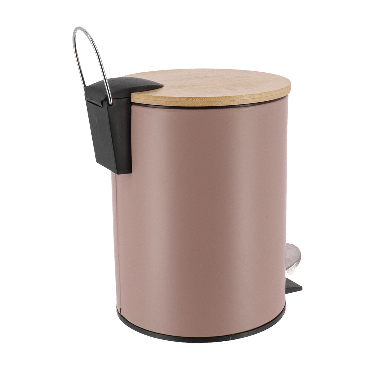 Coș de gunoi metalic 3L cu închidere soft-close – Capuccino & bambus