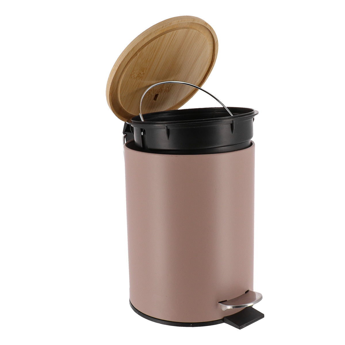 Coș de gunoi metalic 3L cu închidere soft-close – Capuccino & bambus