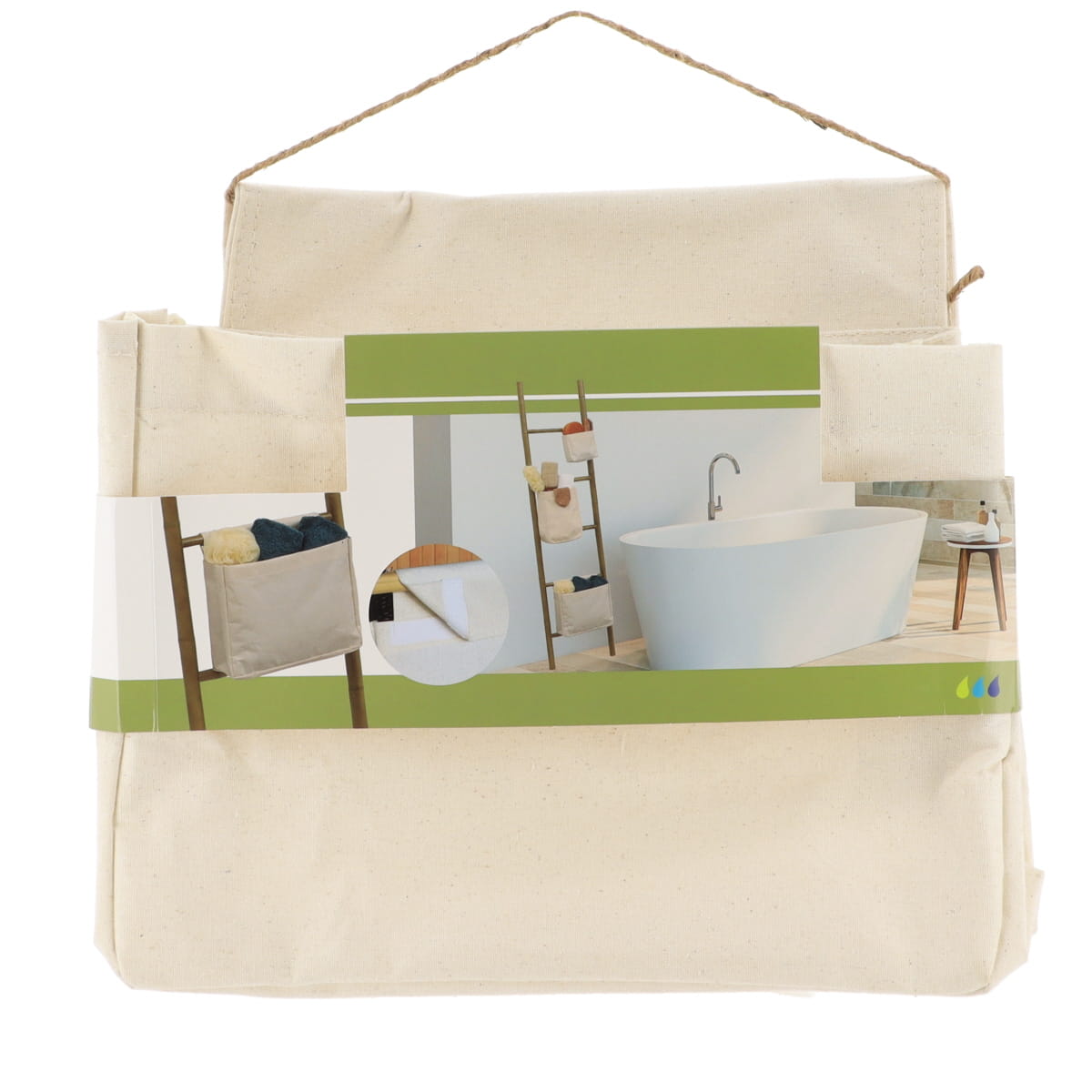 Coș depozitare bumbac cu prindere scratch – dimensiune mare, natural