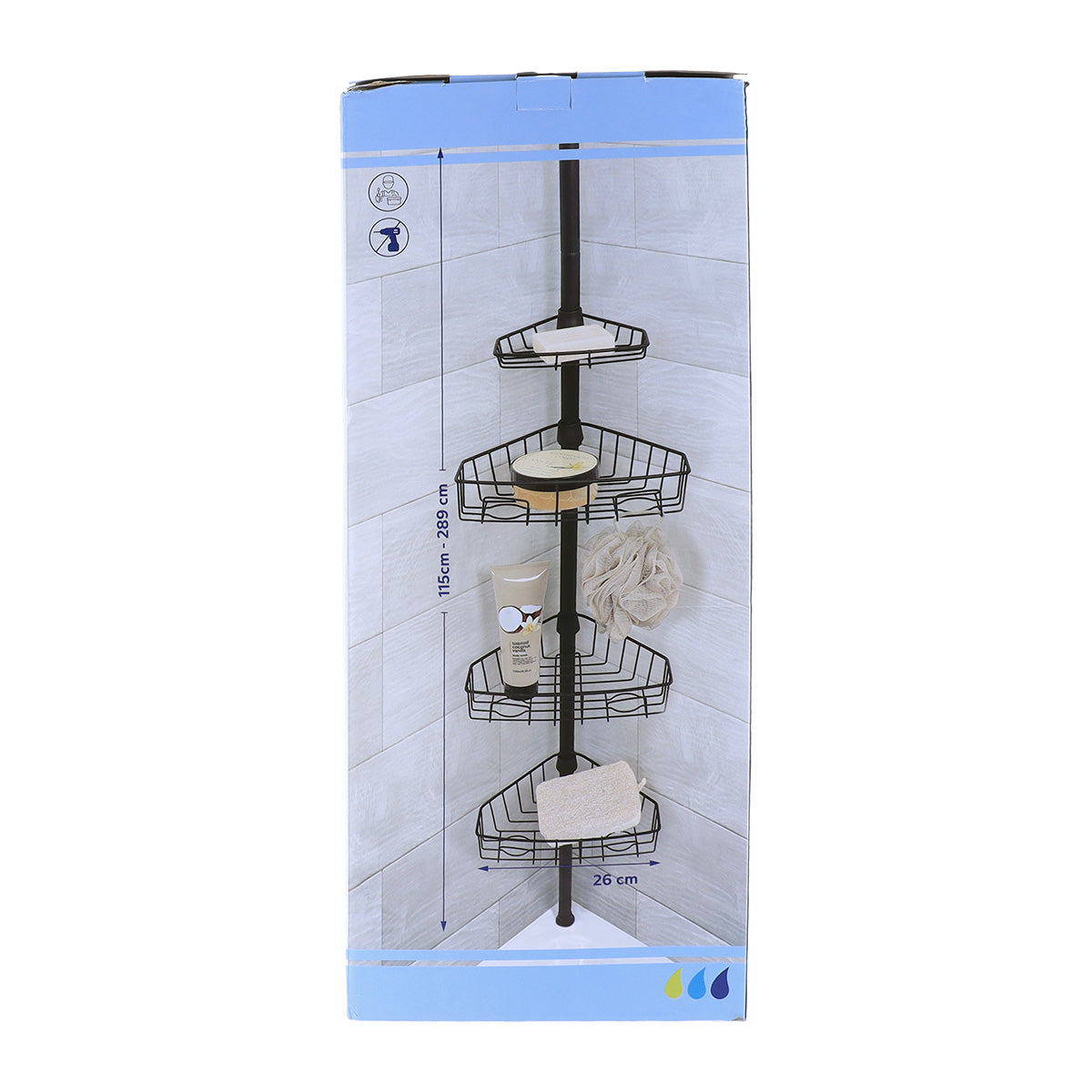 Coloană Telescopică De Duș Din Metal Cu 4 Coșuri – Negru Mat