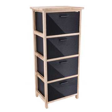 Comodă MDF și Lemn Paulownia cu 4 Sertare și Mânere Metalice – NegruNatural