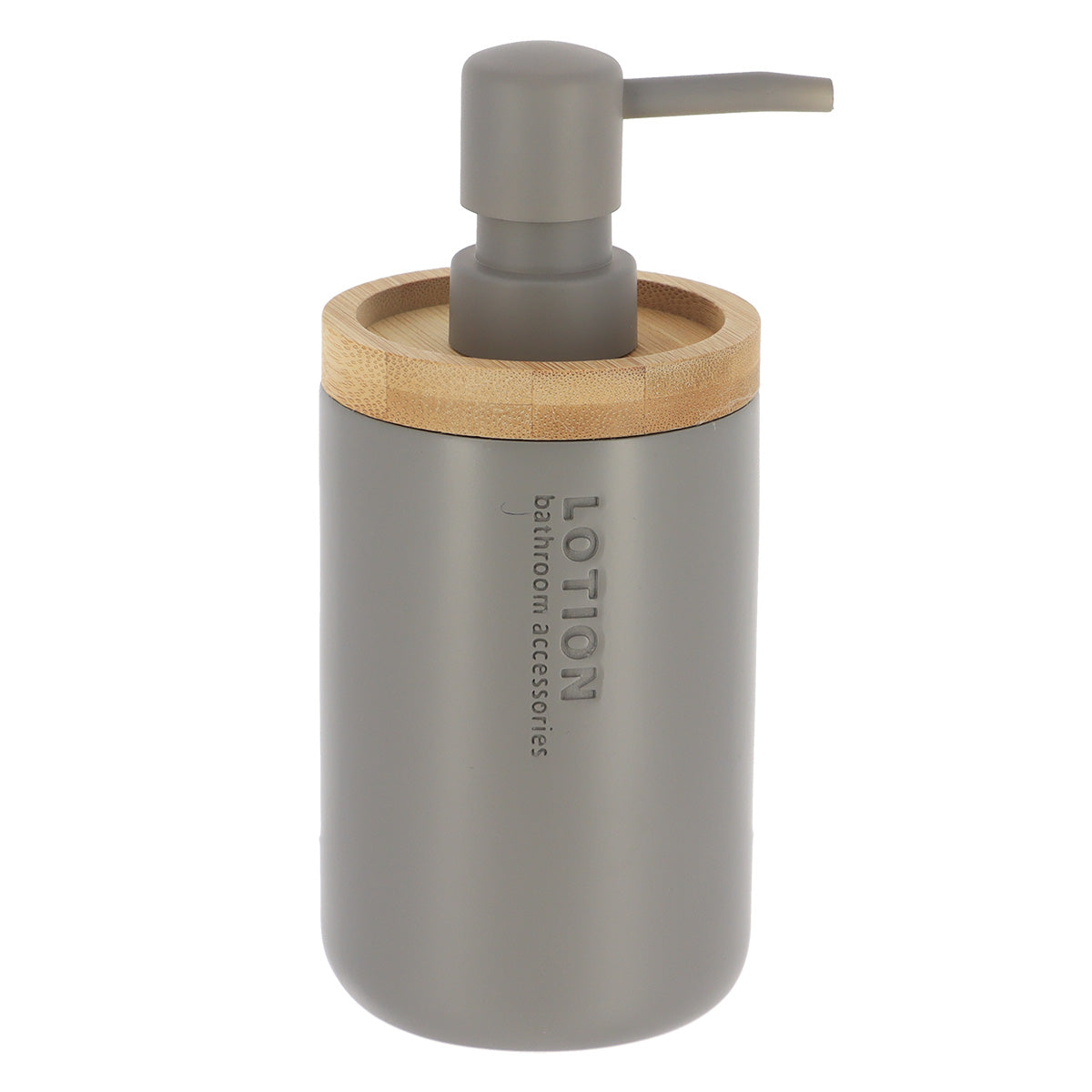 Dispenser De Săpun Din Polyresin 280ml – Gri Cu Bambus