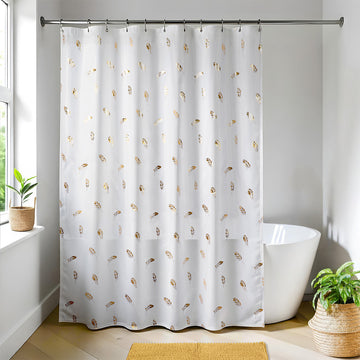 Draperie de Duș CHAYTON din Poliester 100% – 180x200 cm cu 12 Inele Albe de Prindere