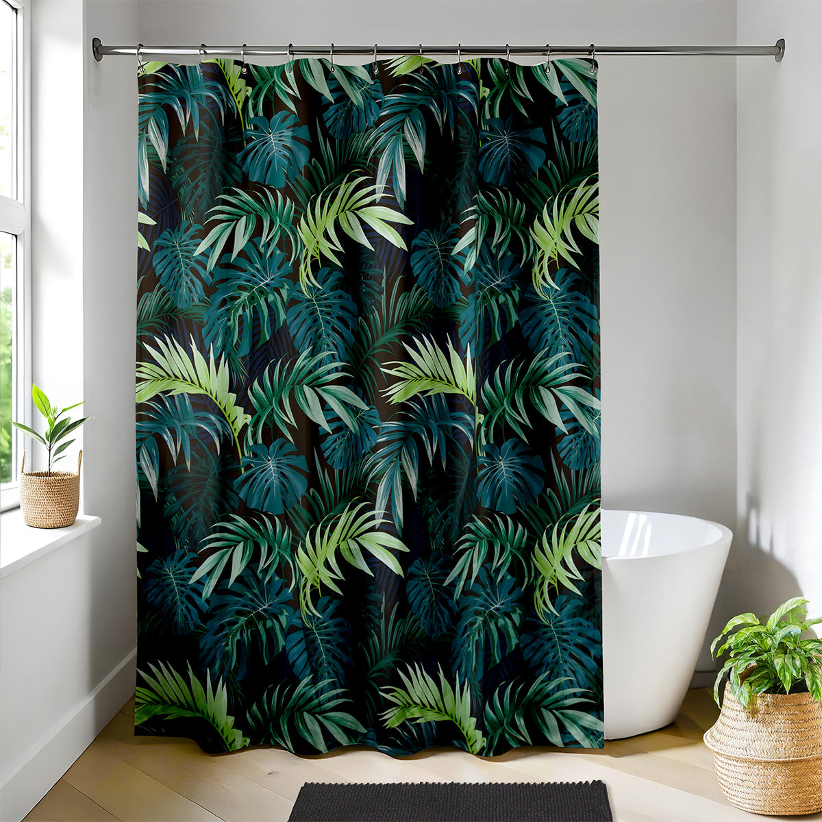 Draperie de Duș ESSENTIAL NATURE din Poliester 100% – 180x200 cm cu 12 Inele Albe de Prindere