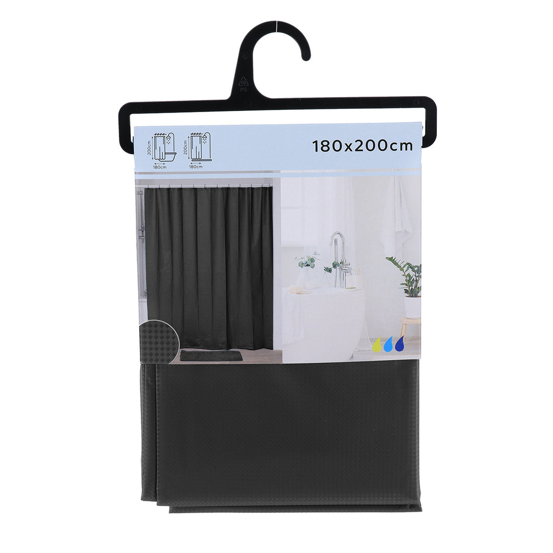Draperie de Duș EVA LASER – 180x200 cm, Neagră