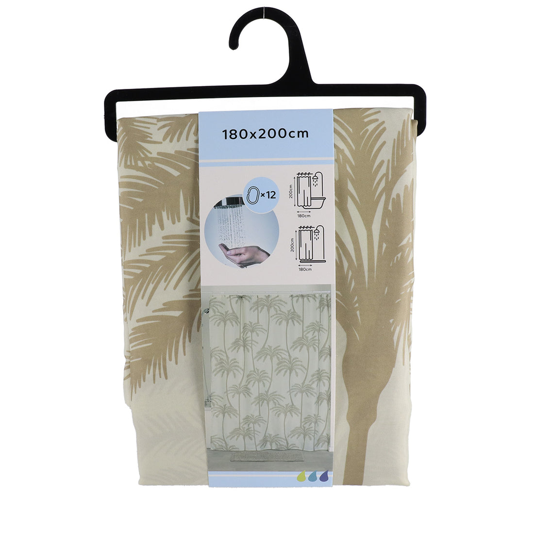 Draperie de Duș MIAMI VIBES din Poliester 100% – 180x200 cm cu 12 Inele Albe de Prindere
