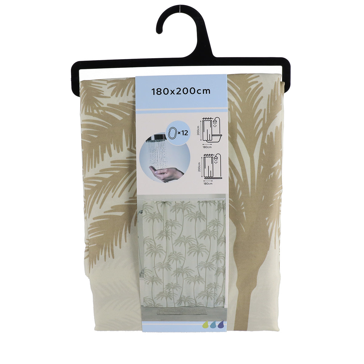 Draperie de Duș MIAMI VIBES din Poliester 100% – 180x200 cm cu 12 Inele Albe de Prindere
