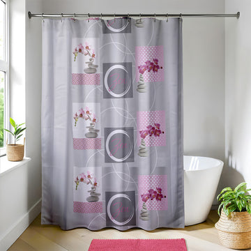 Draperie de Duș NAIA din Poliester 100% – 180x200 cm cu 12 Inele Albe de Prindere