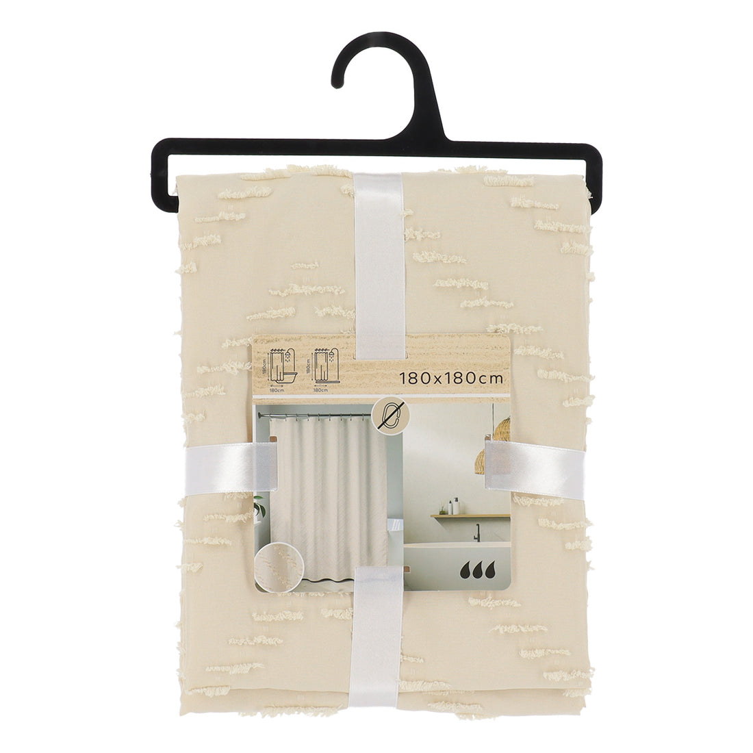 Draperie de Duș din Microfibră – 180x180 cm, Bej/Natur