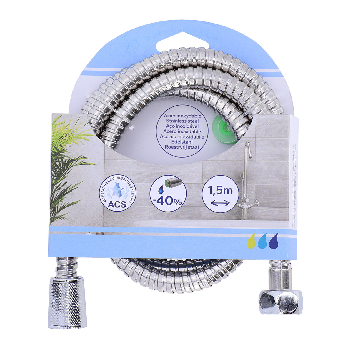 Furtun de duș flexibil inox 150 cm – Crom